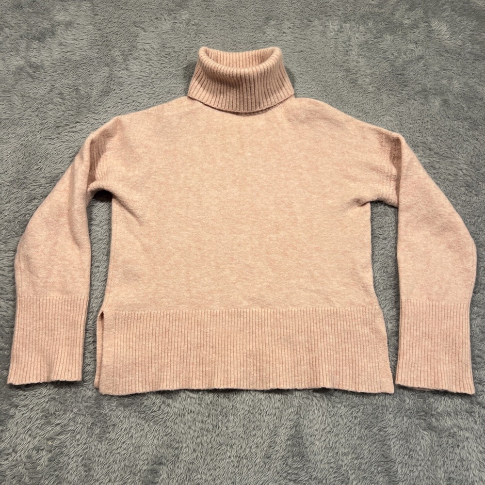 J Crew Sweater Pink Turtleneck Merino Alpaca‎ Blend Knit Cozy Women's XXS